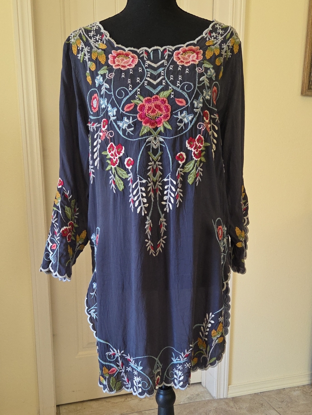 Johnny Was Janiya Floral Embroidered Tunic, Size XS